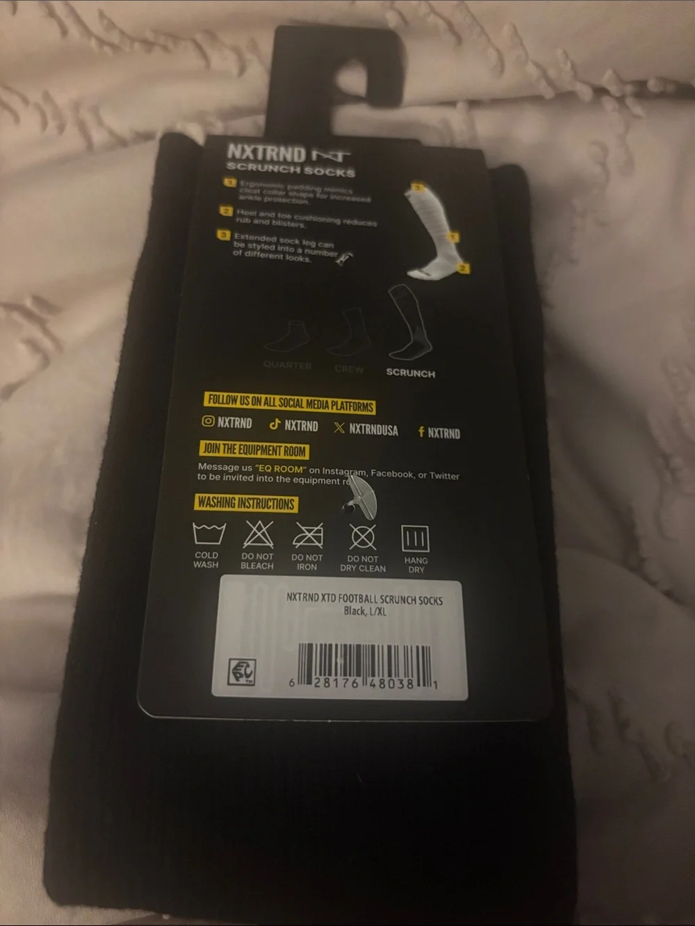 Black Athletic Scrunch Socks - Men L/XL